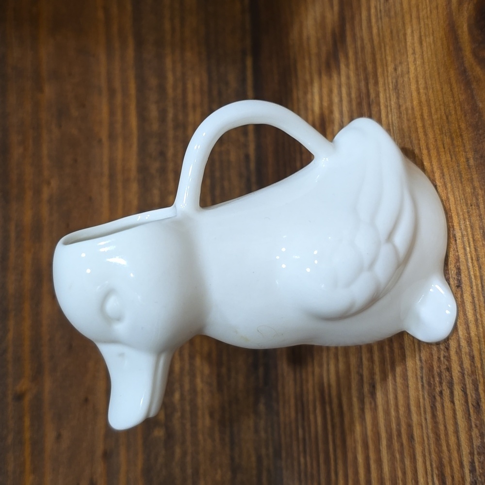 Mini Ceramic White Duck Cream Pitcher 3.25"